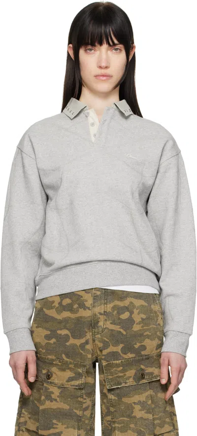 Dime Grey Wave Rugby Polo In Heather Grey