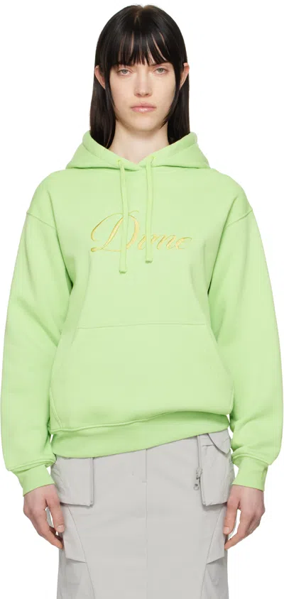 Dime Green Cursive Logo Hoodie In Sage Green