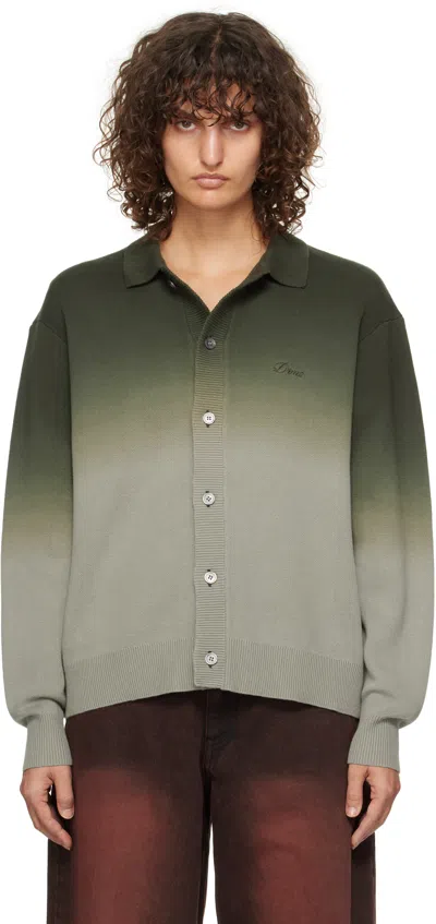 Dime Green Dipped Cardigan In Sage