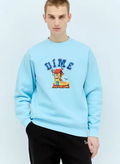 Dime House Crewneck Sweatshirt In Blue
