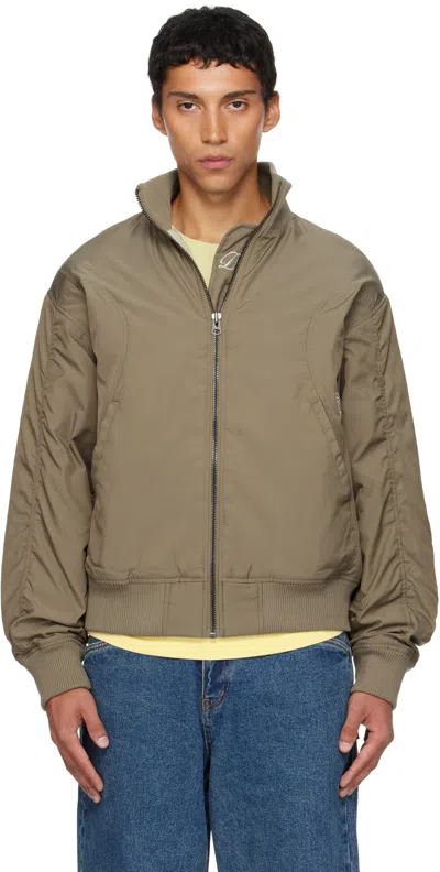 Dime Khaki Insulated Bomber Jacket In Brown