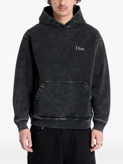 Dime Logo-embroidered Hoodie In Black