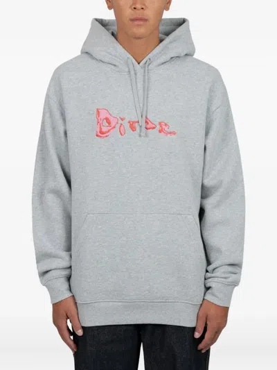 Dime Logo-embroidered Hoodie In Gray