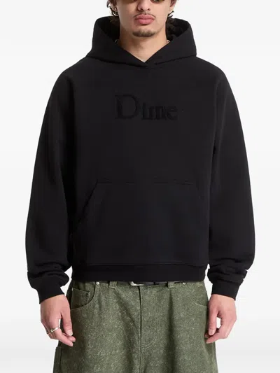 Dime Logo-embroidered Raglan Hoodie In Black
