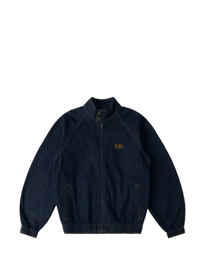 Dime Logo-embroidered Raglan-sleeve Denim Jacket In Blue