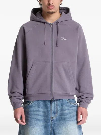 Dime Logo-embroidered Zip-up Hoodie In Purple
