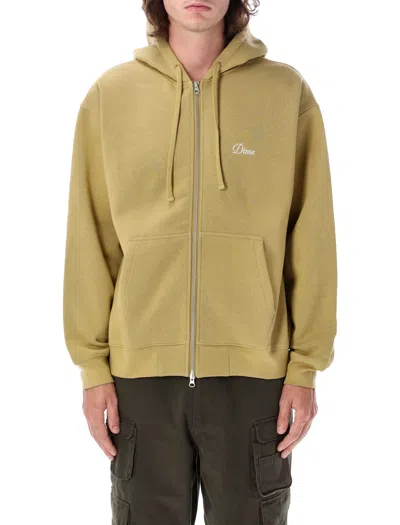 Dime Mtl Cursive Zip Hoodie In Yellow