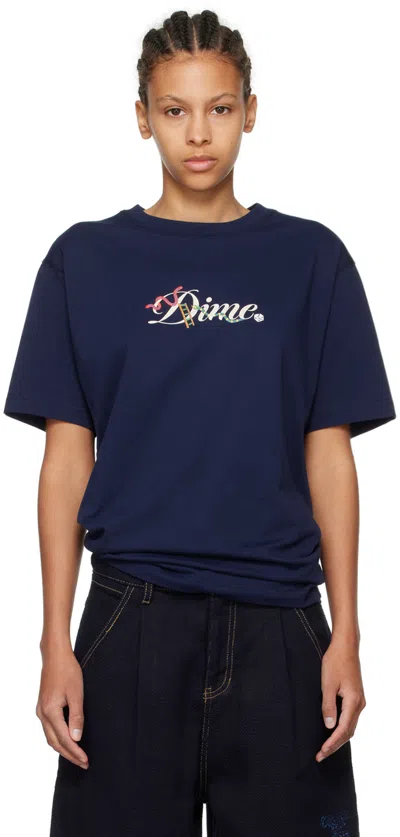 Dime Navy Cursive Snake T-shirt