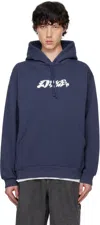 Dime Navy Happy Hoodie In Night Blue