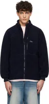 Dime Navy Polar Fleece Sherpa Zip Jacket In Navy