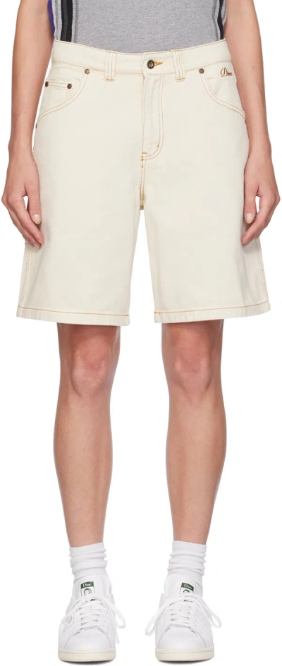 Dime Off-white Classic Denim Shorts In Warm White