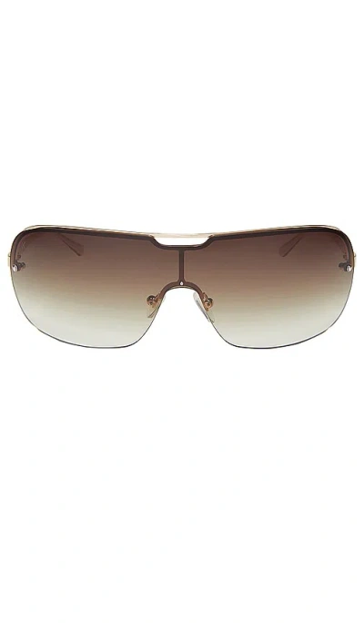 Dime Optics X Rissa G Bou G Sunglasses In Shiny Gold & Brown Gradient