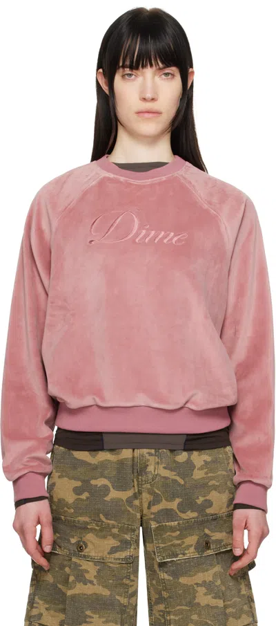 Dime Pink Cursive Crewneck Sweatshirt In Dusty Pink