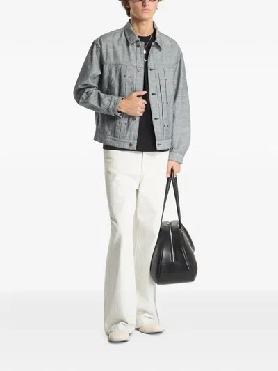 Dime Pleated Denim Jacket In Gray