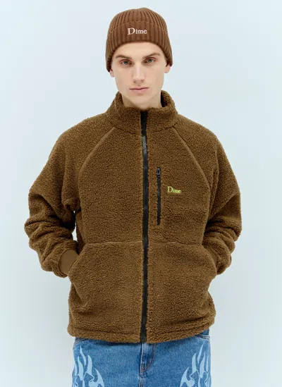 Dime Polar Fleece Sherpa Zip Jacket In Brown