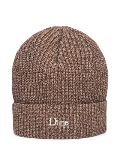 Dime Ribbed Fold-over Beanie Hat In Brown