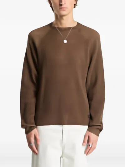 Dime Ribbed Raglan-sleeve Sweater In Brown