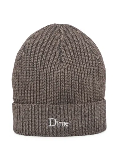 Dime Ribbed-knit Beanie Hat In Brown