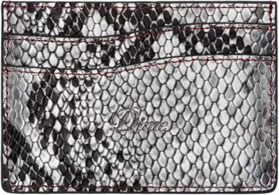Dime Silver Embossed Leather Card Holder In Silver Snake