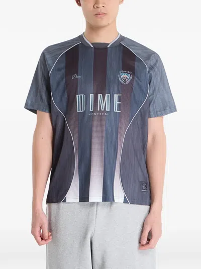 Dime Striped-pattern T-shirt In Gray