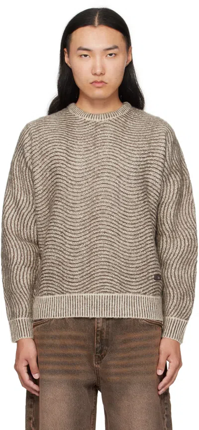 Dime Taupe Mohair Wave Knit Sweater In Brown