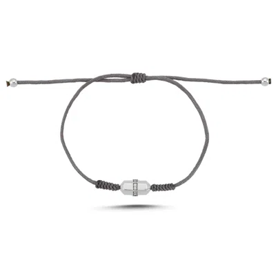 Dime Tribe Men's White Diamond Bullet Detail Bracelet