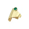 Dime Tribe Women's Gold Cuff With Emerald