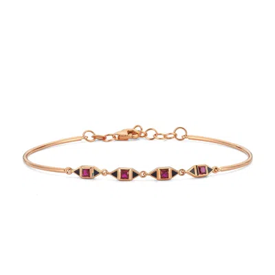 Dime Tribe Women's Gold Stardust Bracelet Ruby