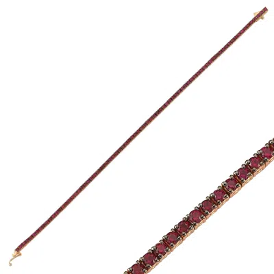 Dime Tribe Women's Pink Ruby Tennis Bracelet