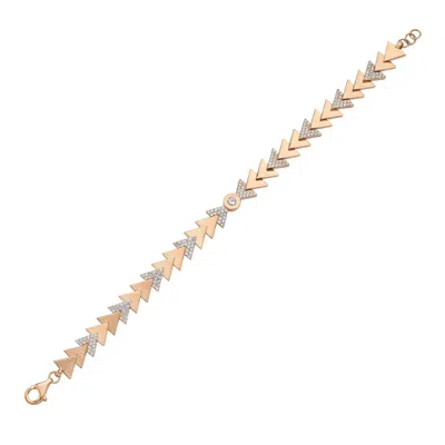 Dime Tribe Women's Rose Gold Gold Bracelet With Ruby Stone Detail And Geometric Diamond Setting