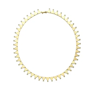 Dime Tribe Women's Triangle-shaped Gold Necklace With Diamond Detail.