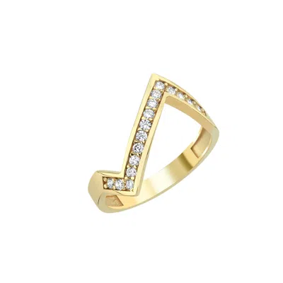 Dime Tribe Women's Zigzag-shaped Diamond-set Gold Ring