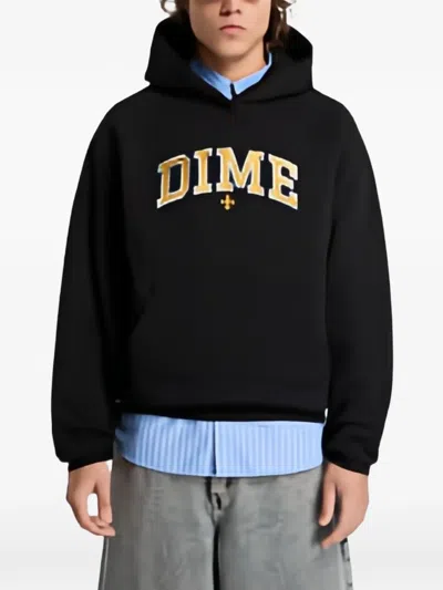 Dime Varsity Logo-embroidered Hoodie In Black