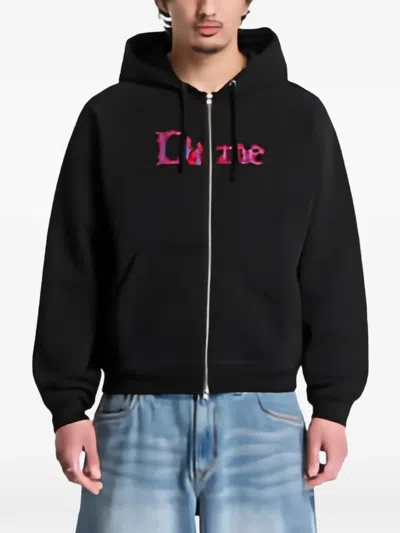 Dime Veins Logo-embroidered Hoodie In Black