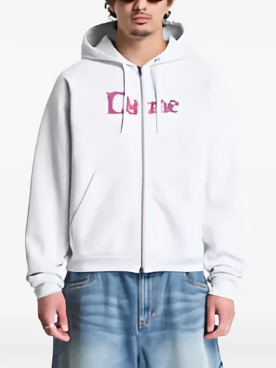 Dime Veins Logo-embroidered Hoodie In White