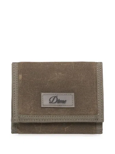 Dime Waxed Touch-strap Wallet In Green