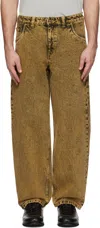 Dime Yellow Classic Baggy Jeans In Overdyed Gold