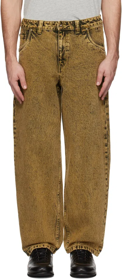 Dime Yellow Classic Baggy Jeans In Overdyed Gold