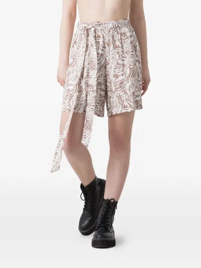 Dimensione Danza Abstract-print Belted Shorts In Neutral