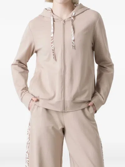 Dimensione Danza Animal-print Trim Hoodie In Neutral