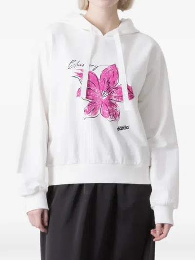 Dimensione Danza Floral-print Hoodie In White