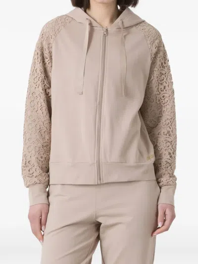 Dimensione Danza Lace-sleeve Hoodie In Neutral