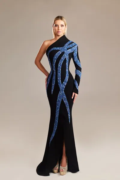Dimitri Sidawi Asymmetrical-neckline Gown In Black