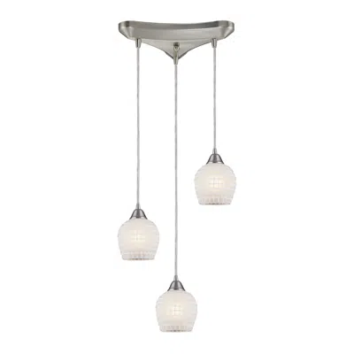 Dimond Home Elk Lighting Fusion White Pendant In Satin Nickel