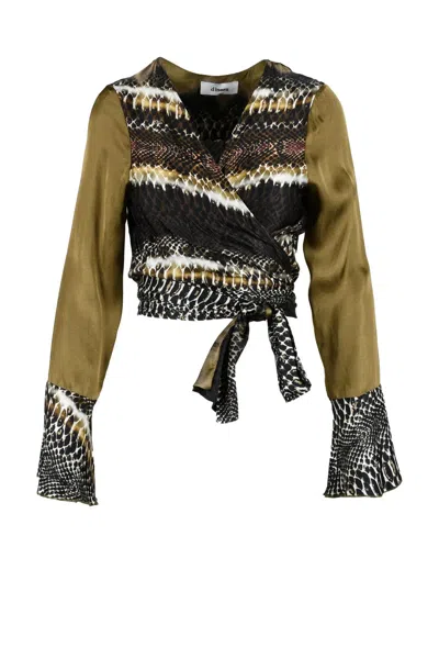 Dimora Green Animal Viscose Shirt In Multi
