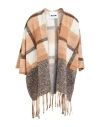 Dimora Woman Cardigan Camel Size Onesize Polyester, Virgin Wool In Beige