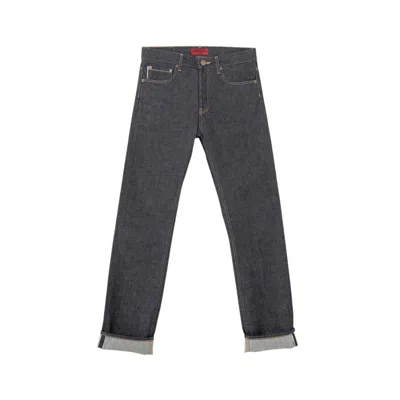 Din & Deen Grey Regular Fit Denim Selvedge Raw Red Jeans Katana Collection Men
