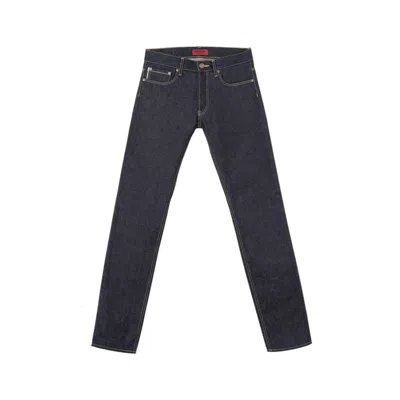 Din & Deen Men's Blue White Slim Fit Selvedge Denim Jeans Katana Collection