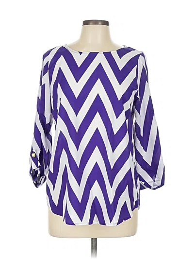 Pre-owned Dina Be 3/4 Sleeve Blouse In Purple