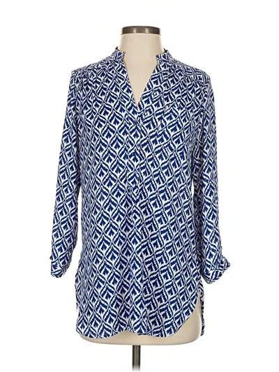 Pre-owned Dina Be Long Sleeve Blouse In Blue